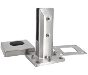 Adjustable square deck mounted glass railing spigot