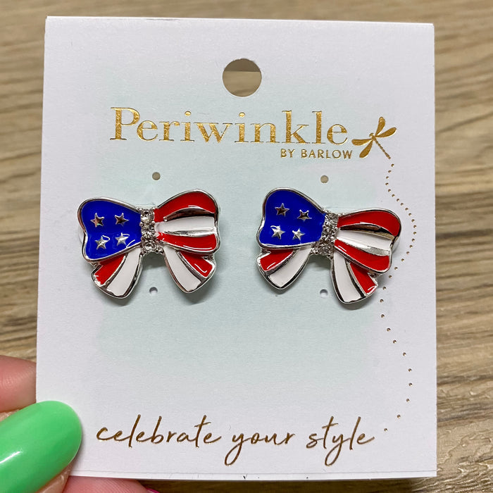 American Flag Bow Earrings - Lyla's: Clothing & Gifts - Online and Rockwall Texas Boutique