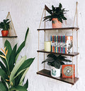 Asliny - Hanging Shelf Wall - Floating Swing Storage Shelves Jute Rope Organizer Rack, 3 Tier Handmade Shelves (Brown)