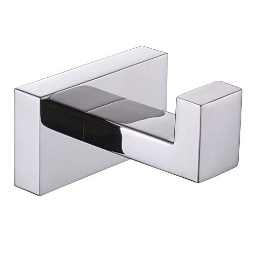 Bath Robe Hook, APLusee SUS304 Stainless Steel Utility Robe Holder, Square Modern Coat Towel Hanger Organizer, Polished Chrome