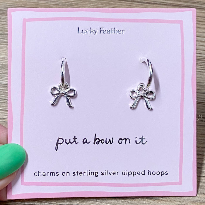 Beautiful Bow Charm Hoop Silver Earrings - Lyla's: Clothing & Gifts - Online and Rockwall Texas Boutique