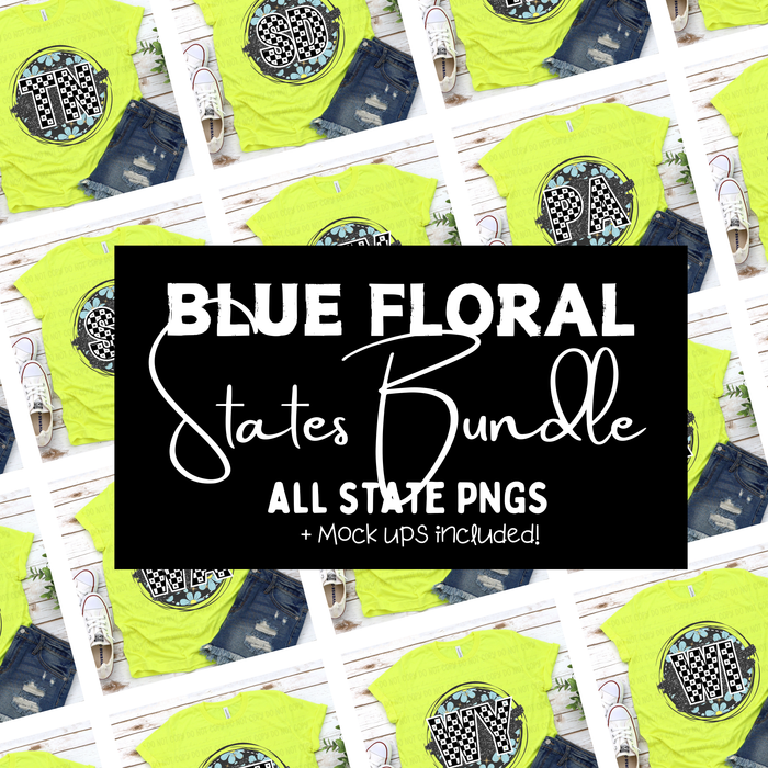 Blue Floral State Bundle - PNGS