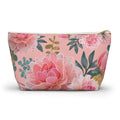Blush Peony Accessory Pouch w T-bottom, Floral Bag, Flower Make Up Bag Bags