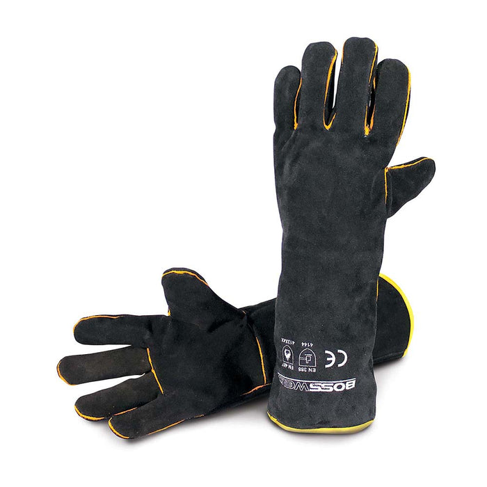 BossSafe Black & Gold 16in Welding Gloves