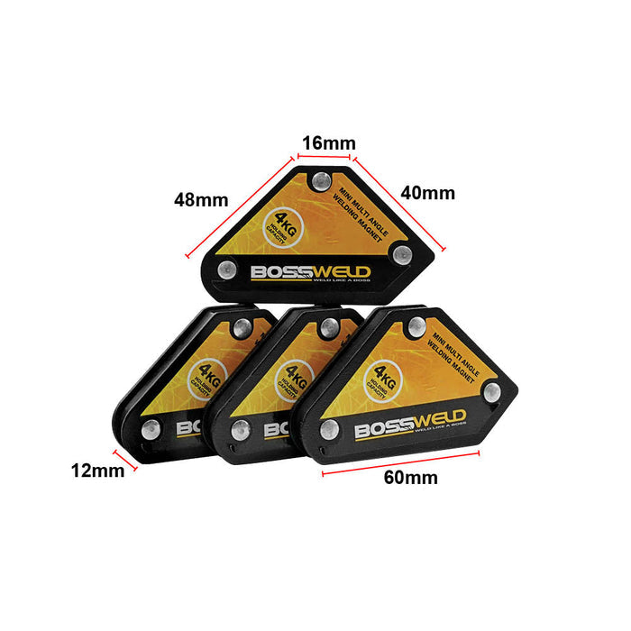 BOSSWELD Multi-Angle Mini Welding Magnet 4kg (4 Pack) 886028