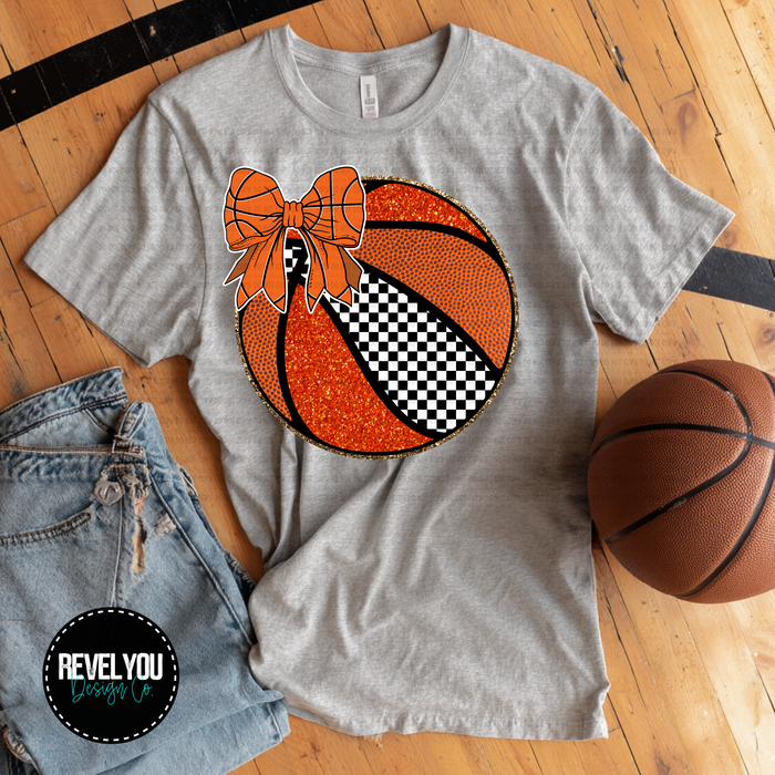 Checkered Basketball Bow - PNG