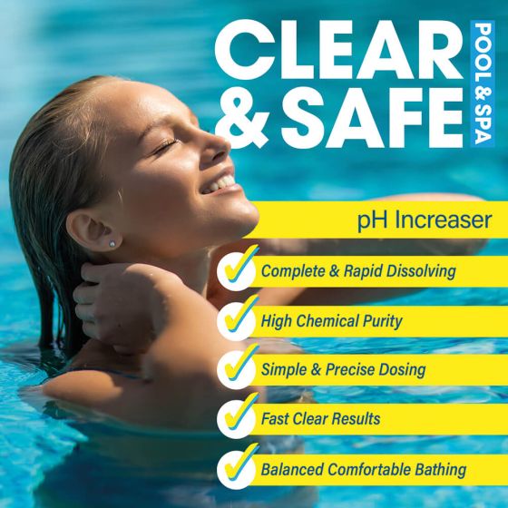 Clear & Safe 1kg pH+ Plus Increaser - Sodium Carbonate - H2oFun.co.uk