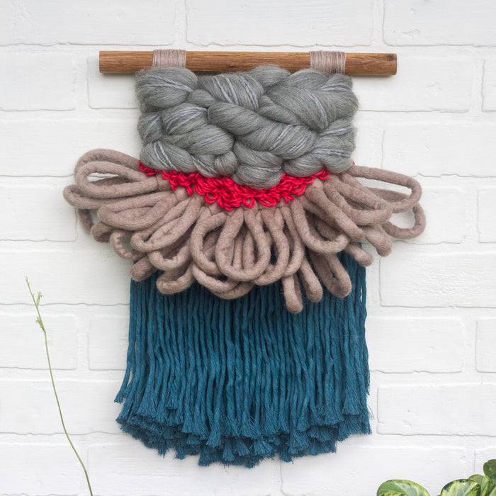 CLOUD 10 COLLECTION: Blue, Beige + Red Cloud | Woven Wall Hanging
