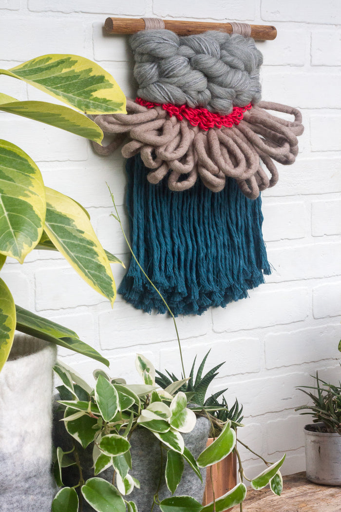 CLOUD 10 COLLECTION: Blue, Beige + Red Cloud | Woven Wall Hanging