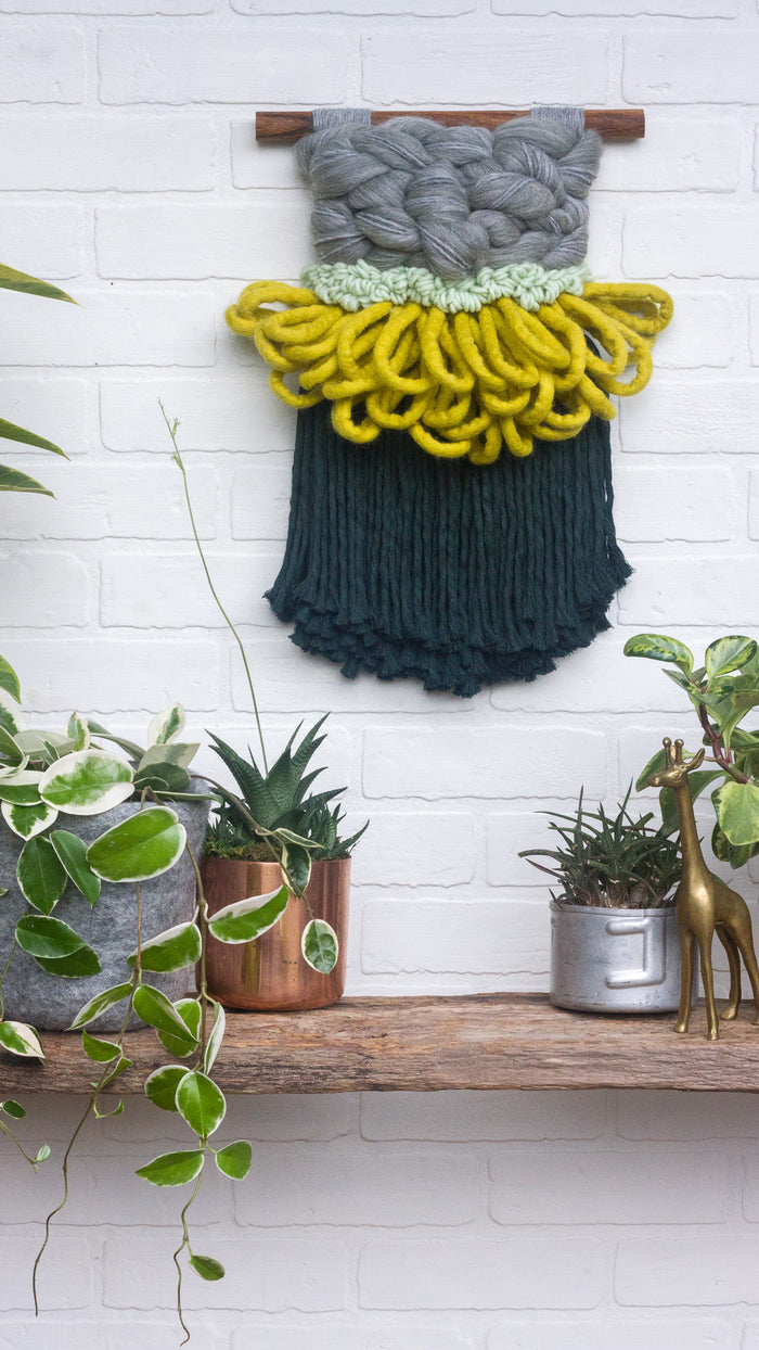 CLOUD 10 COLLECTION: Pine Green + Chartreuse Cloud | Woven Wall Hanging