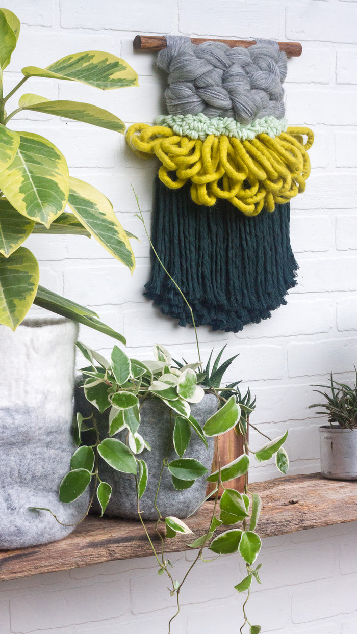 CLOUD 10 COLLECTION: Pine Green + Chartreuse Cloud | Woven Wall Hanging