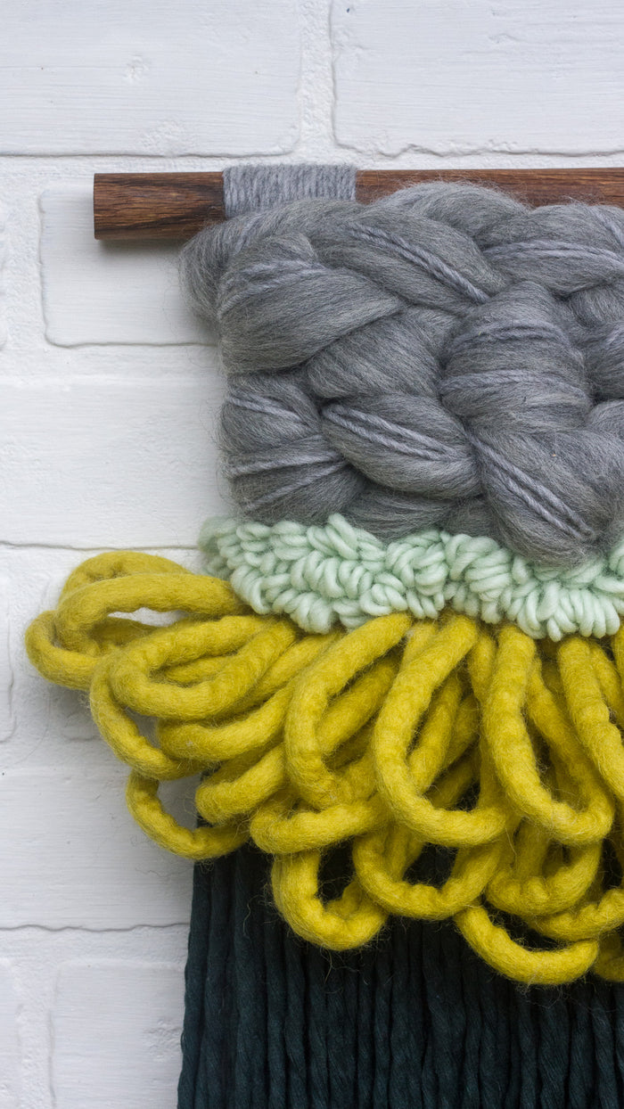 CLOUD 10 COLLECTION: Pine Green + Chartreuse Cloud | Woven Wall Hanging