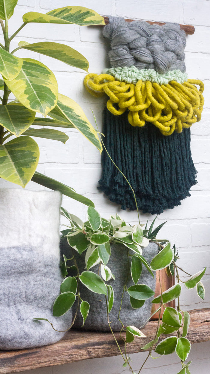 CLOUD 10 COLLECTION: Pine Green + Chartreuse Cloud | Woven Wall Hanging