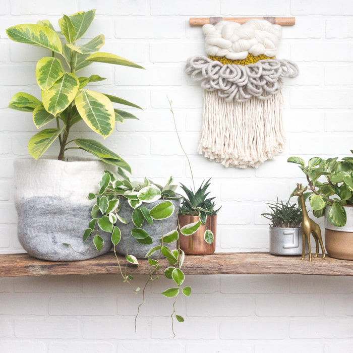 CLOUD 10 COLLECTION: White, Grey, Chartreuse Cloud | Woven Wall Hanging