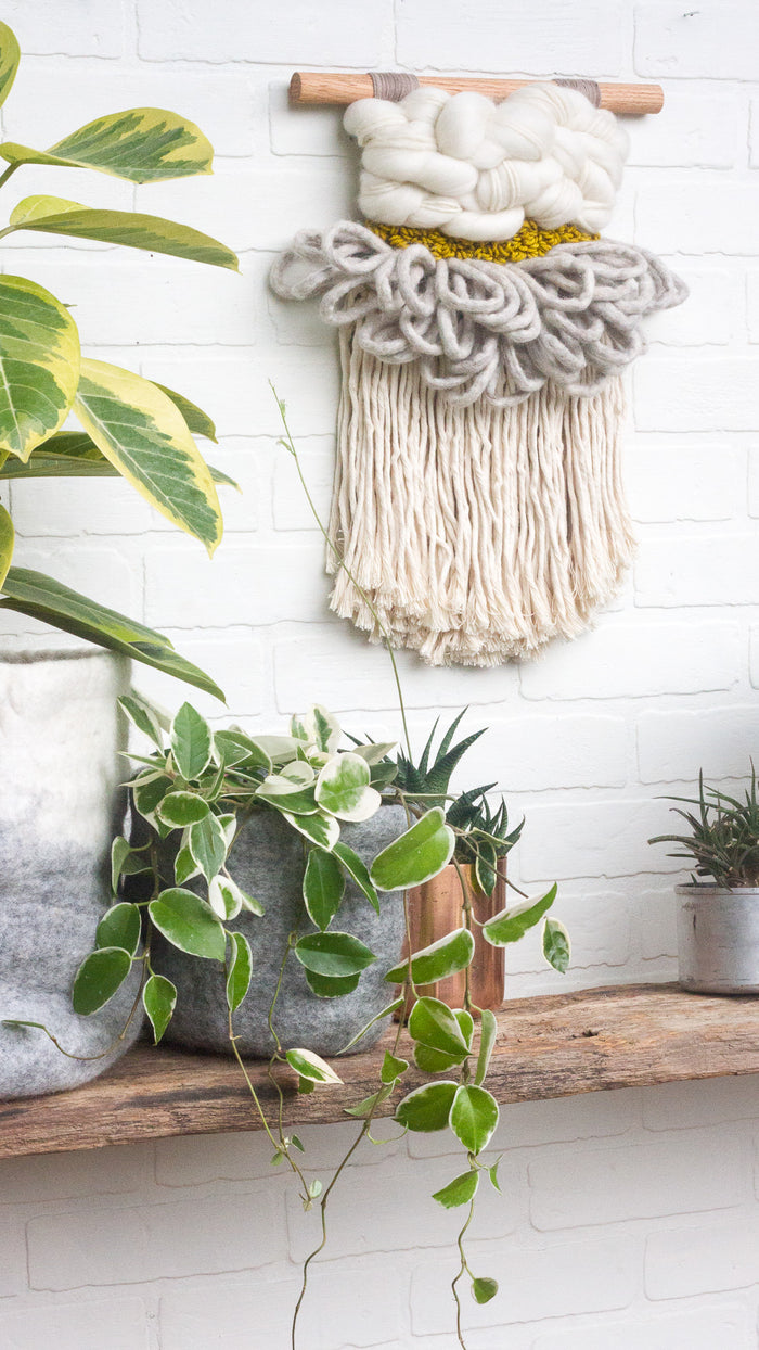 CLOUD 10 COLLECTION: White, Grey, Chartreuse Cloud | Woven Wall Hanging