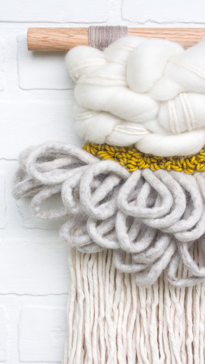 CLOUD 10 COLLECTION: White, Grey, Chartreuse Cloud | Woven Wall Hanging