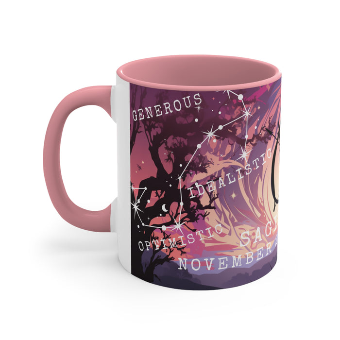 Cosmic Harmony Zodiac Mug Collection - Sagittarius. Accent Coffee Mug, 11oz
