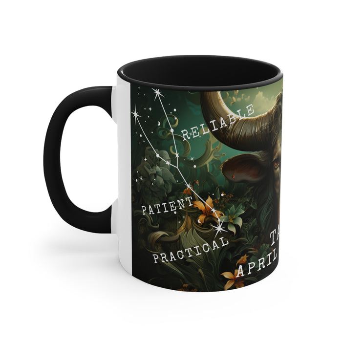 Cosmic Harmony Zodiac Mug Collection - Taurus. Accent Coffee Mug, 11oz