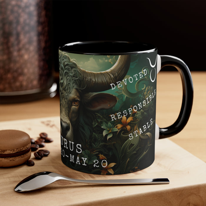 Cosmic Harmony Zodiac Mug Collection - Taurus. Accent Coffee Mug, 11oz