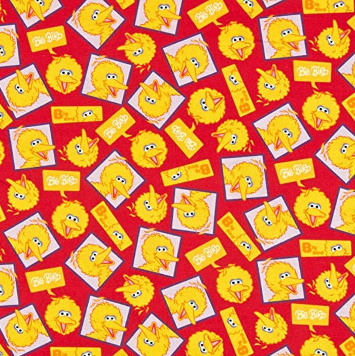 Curtain Valance - Sesame Street Big Bird Toss Red Cotton