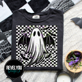 Distressed Checkered Ghostie Grunge  - PNG