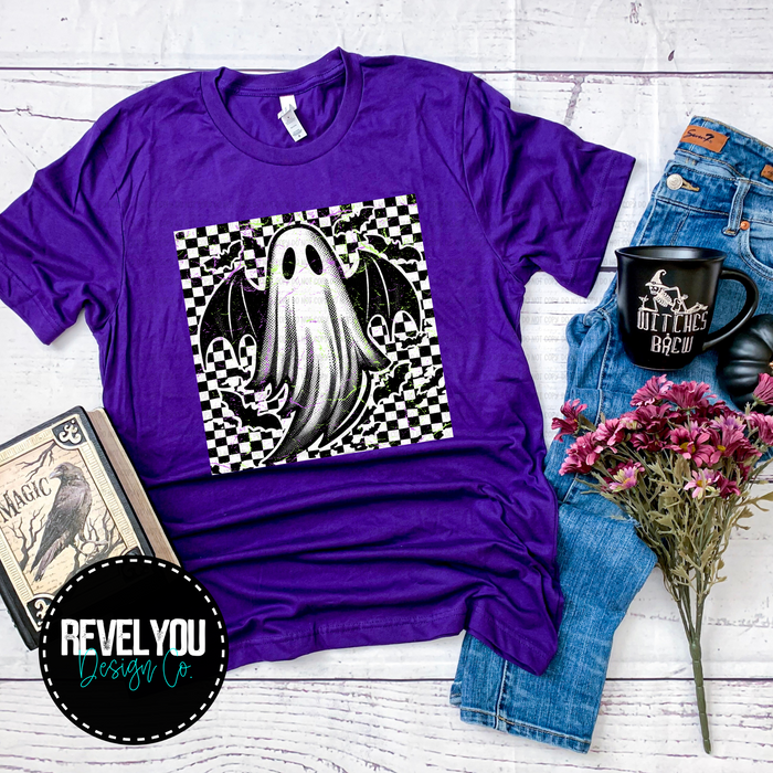 Distressed Checkered Ghostie Grunge  - PNG