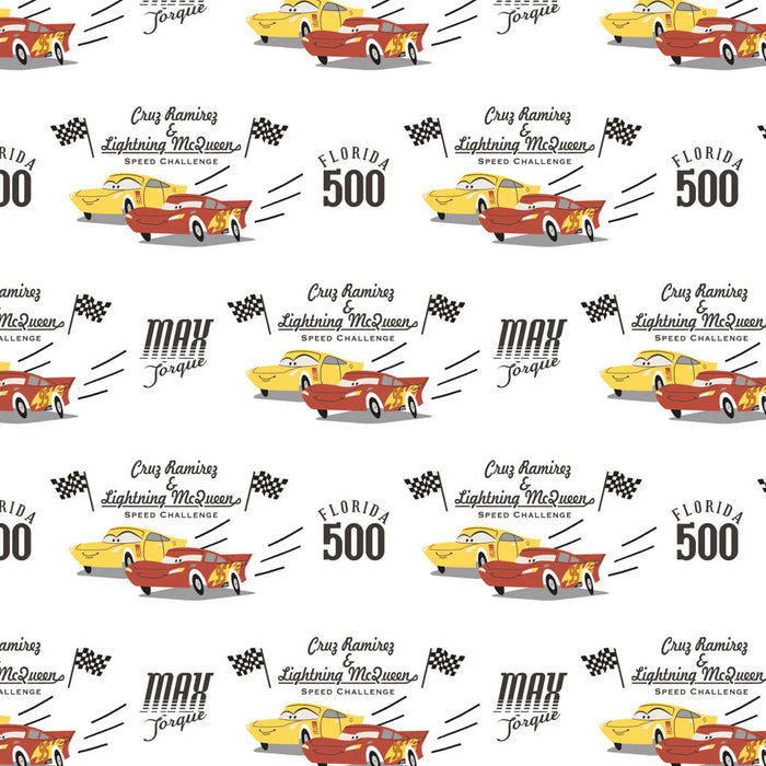 Double Sided Cotton Blanket - CARS III Speed Challenge White Cotton