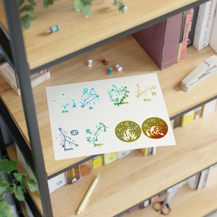 Enlighten Sticker Sheets - Opposite Elements Zodiac Signs. Sticker Sheets