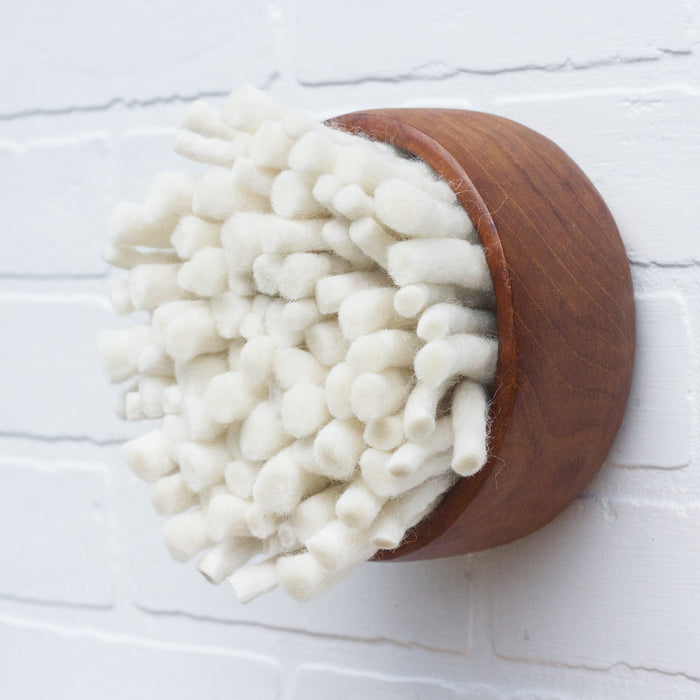 Felted Puff in Vintage Frame | White