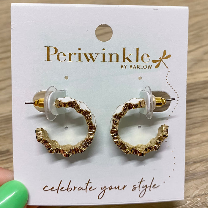 Gold and White Clover Hoop Earrings - Lyla's: Clothing & Gifts - Online and Rockwall Texas Boutique