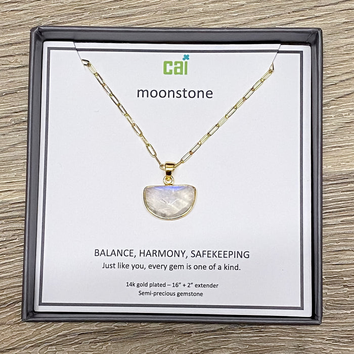 Gold Half Moon Moonstone Necklace - Lyla's: Clothing & Gifts - Online and Rockwall Texas Boutique