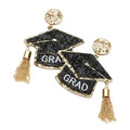 Graduation Cap Glitter Earrings
