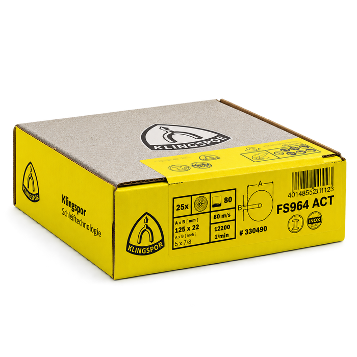 Klingspor FS 964 ACT Ceramic Fibre Discs – 25 Pack