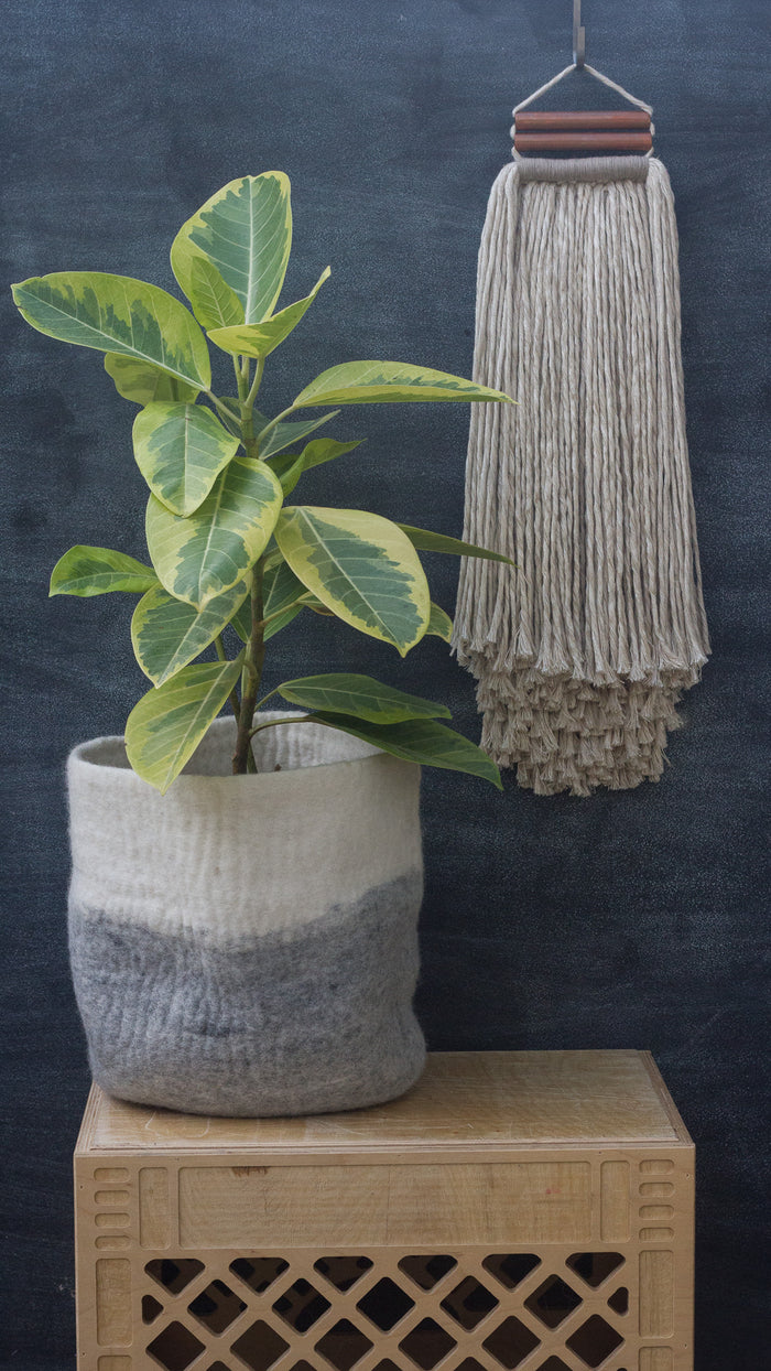 Linen Blend + Copper Accent Fringe Woven Wall Hanging