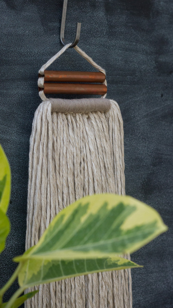 Linen Blend + Copper Accent Fringe Woven Wall Hanging
