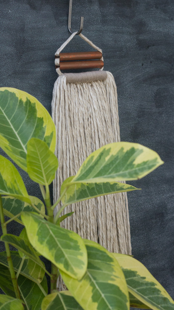 Linen Blend + Copper Accent Fringe Woven Wall Hanging