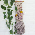 Long + Skinny Textured Weaving | Beige, Mauve + Chartreuse