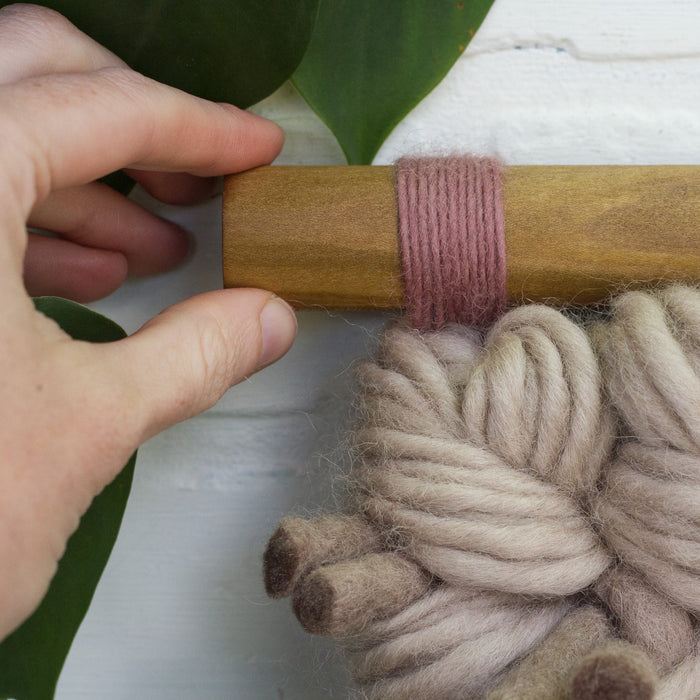 Long + Skinny Textured Weaving | Beige, Mauve + Chartreuse