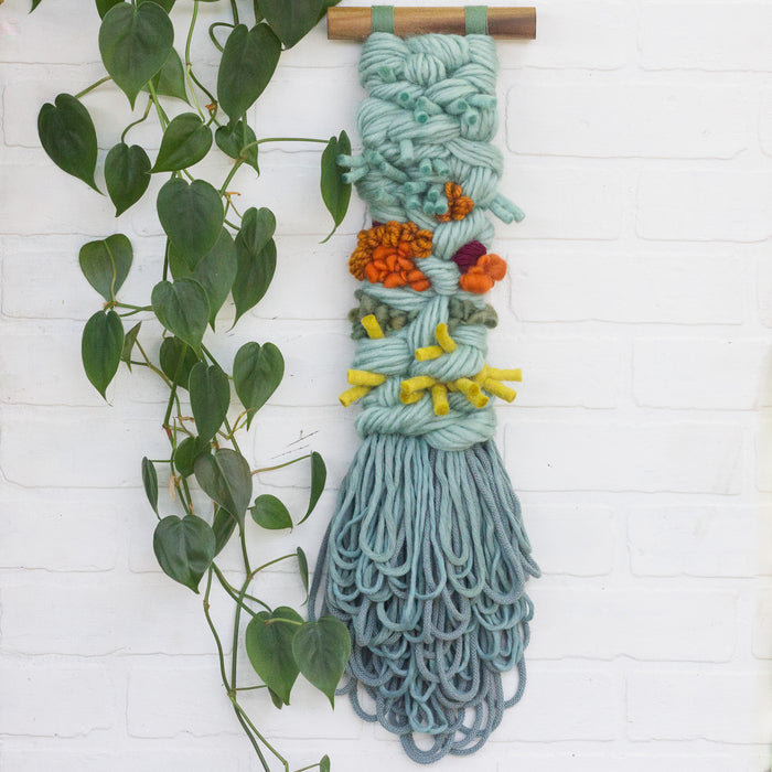 Long + Skinny Textured Weaving | Seafoam + Orange