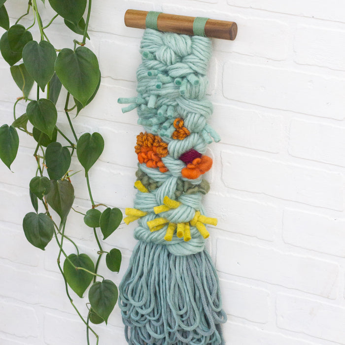 Long + Skinny Textured Weaving | Seafoam + Orange