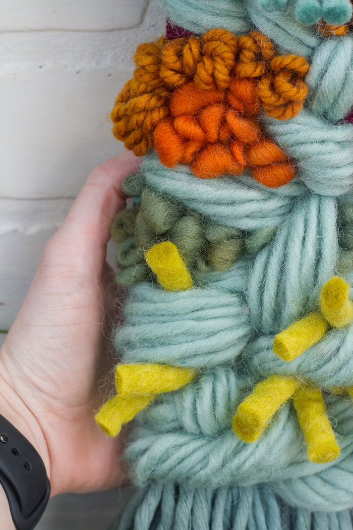 Long + Skinny Textured Weaving | Seafoam + Orange