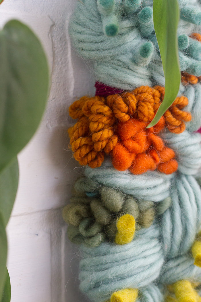 Long + Skinny Textured Weaving | Seafoam + Orange