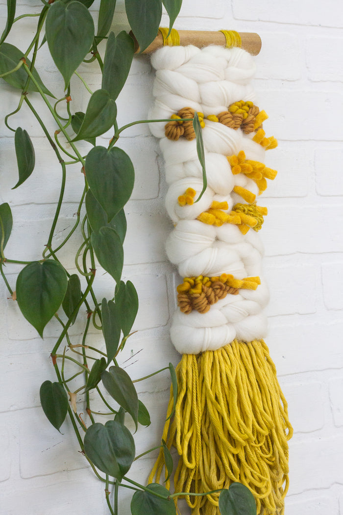 Long + Skinny Textured Weaving | White + Gold