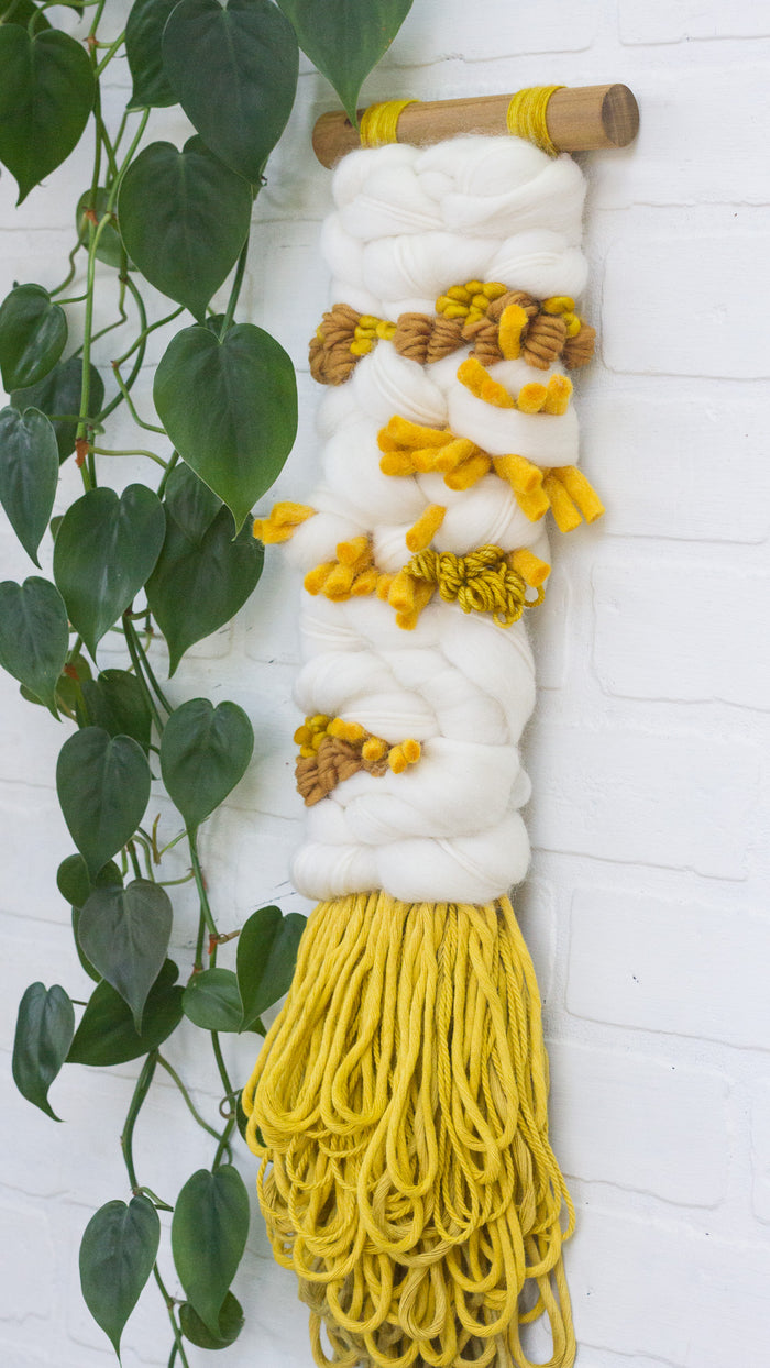 Long + Skinny Textured Weaving | White + Gold