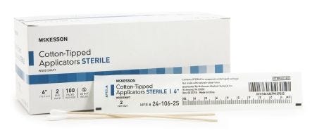 McKesson Swabstick, Cotton Tip, Wood Shaft, 6 Inch, Sterile, Box of 200