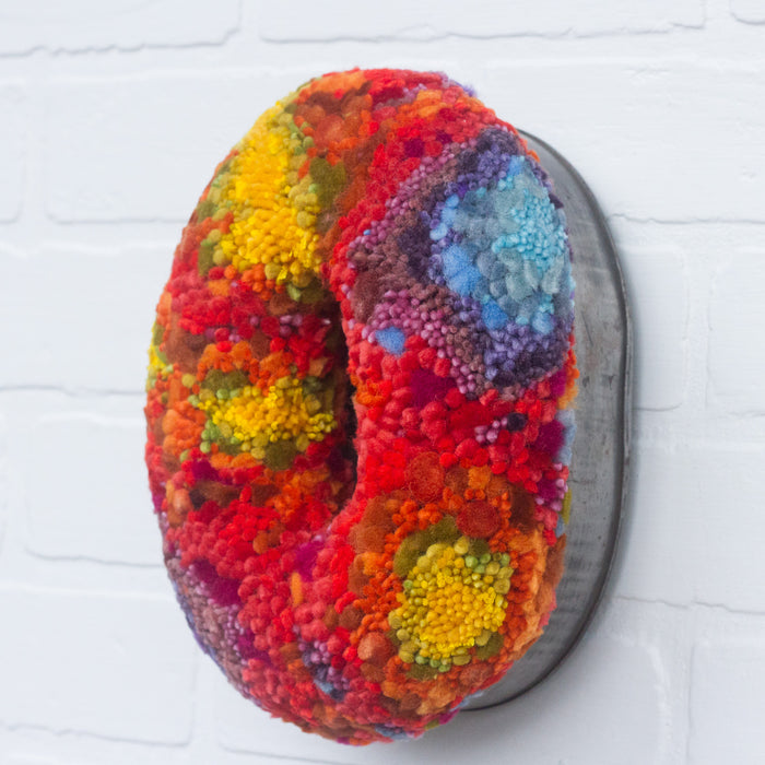 MEGA "0" Puff Fiber Sculpture in Vintage Metal Frame