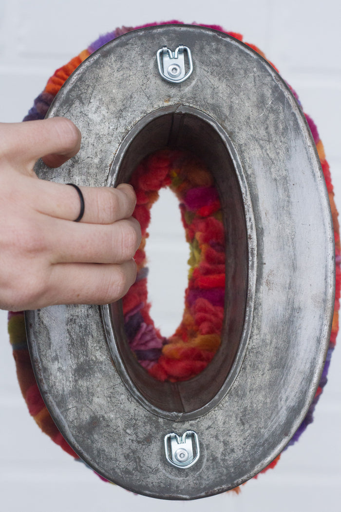 MEGA "0" Puff Fiber Sculpture in Vintage Metal Frame