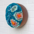 Mega Puff Fiber Sculpture | Deep Teal with Orange + Pink + Seafoam
