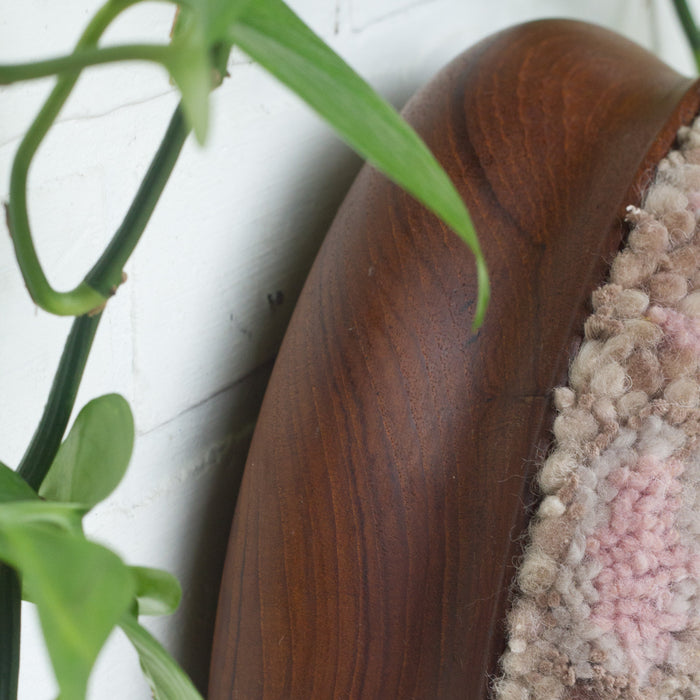 MEGA Puff Fiber Sculpture in Teak Frame | Mustard + Mauve + Taupe