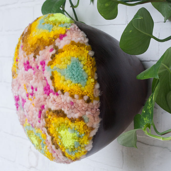 MEGA Puff Fiber Sculpture in Teak Frame | Pops of Neon